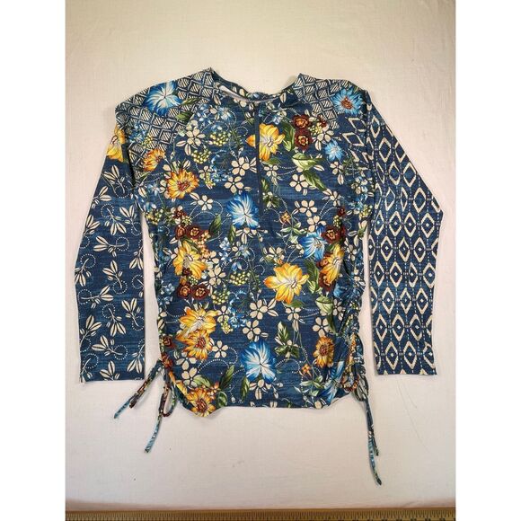 Johnny Was Multicolor Ruched Ciaga Floral Long Sleeve Surf Shirt Size 3X NWT - Picture 1 of 9